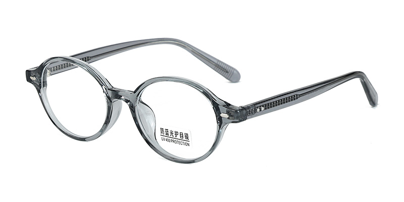 K9141 Retro Small Round Frame With Textured Decoration TR90 Blue Light Glasses With Acetate Temple