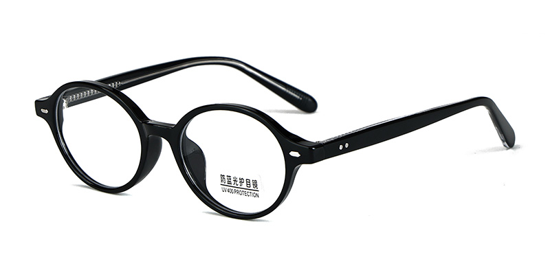 K9141 Retro Small Round Frame With Textured Decoration TR90 Blue Light Glasses With Acetate Temple
