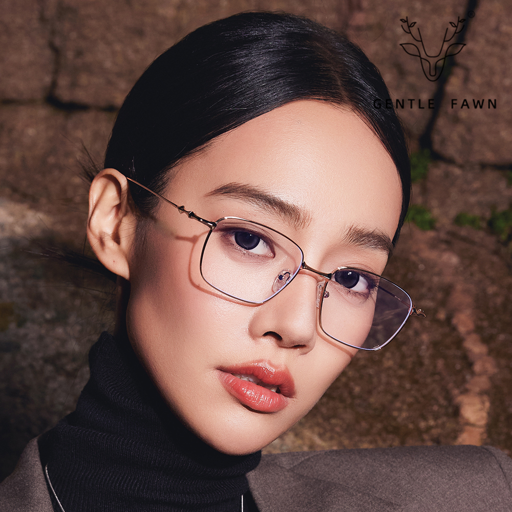 Small Square Clear Lens Metal Frame Blue-Light Glasses