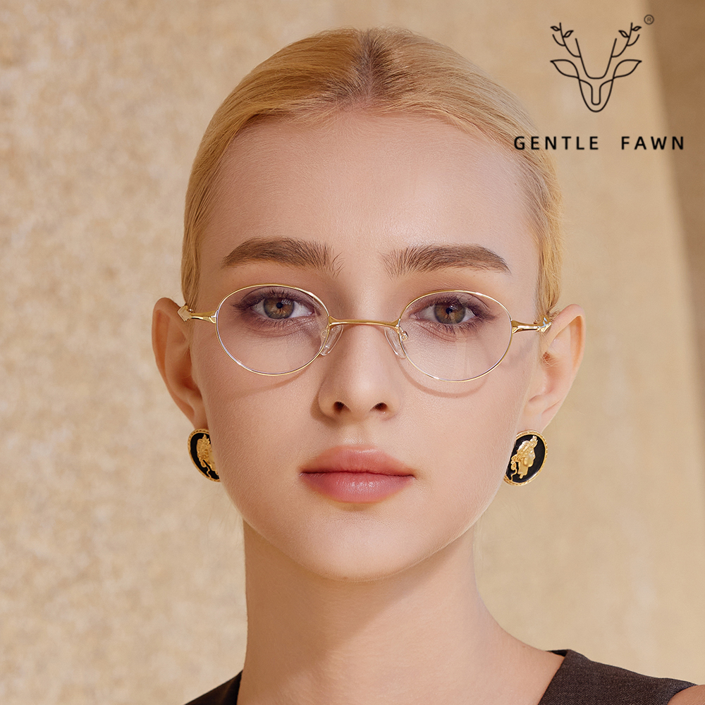 Unisex Metal Oval Frame Blue-Light Blocking Glasses Frame