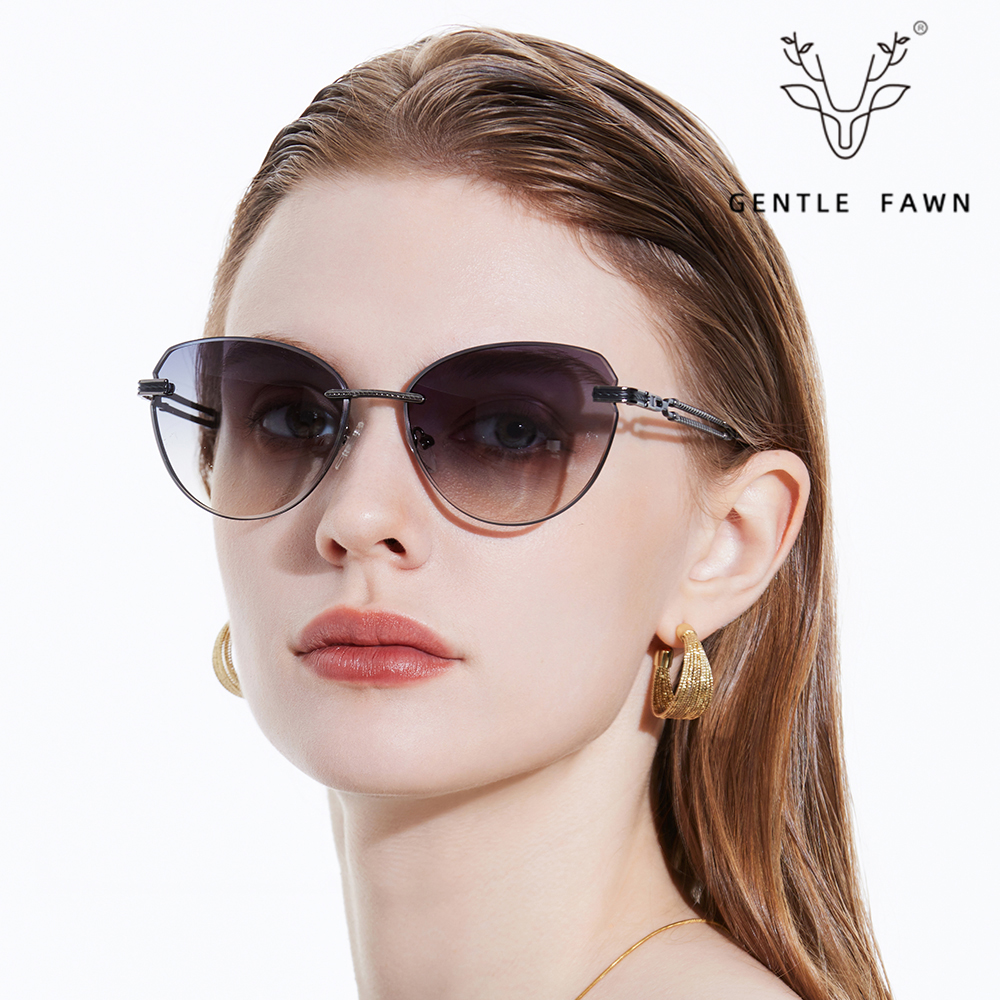 Vintage Cat Eye Rimless Women Sunglasses
