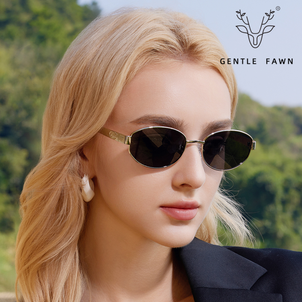 Trendy INS Style Metal Oval Shade Sunglasses