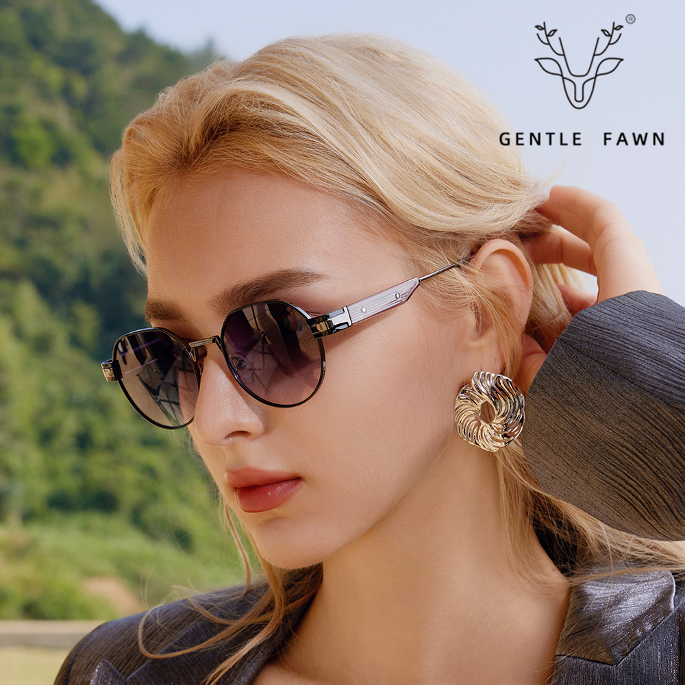 Retro Metal Round Frame Gradient Lens Sunglasses