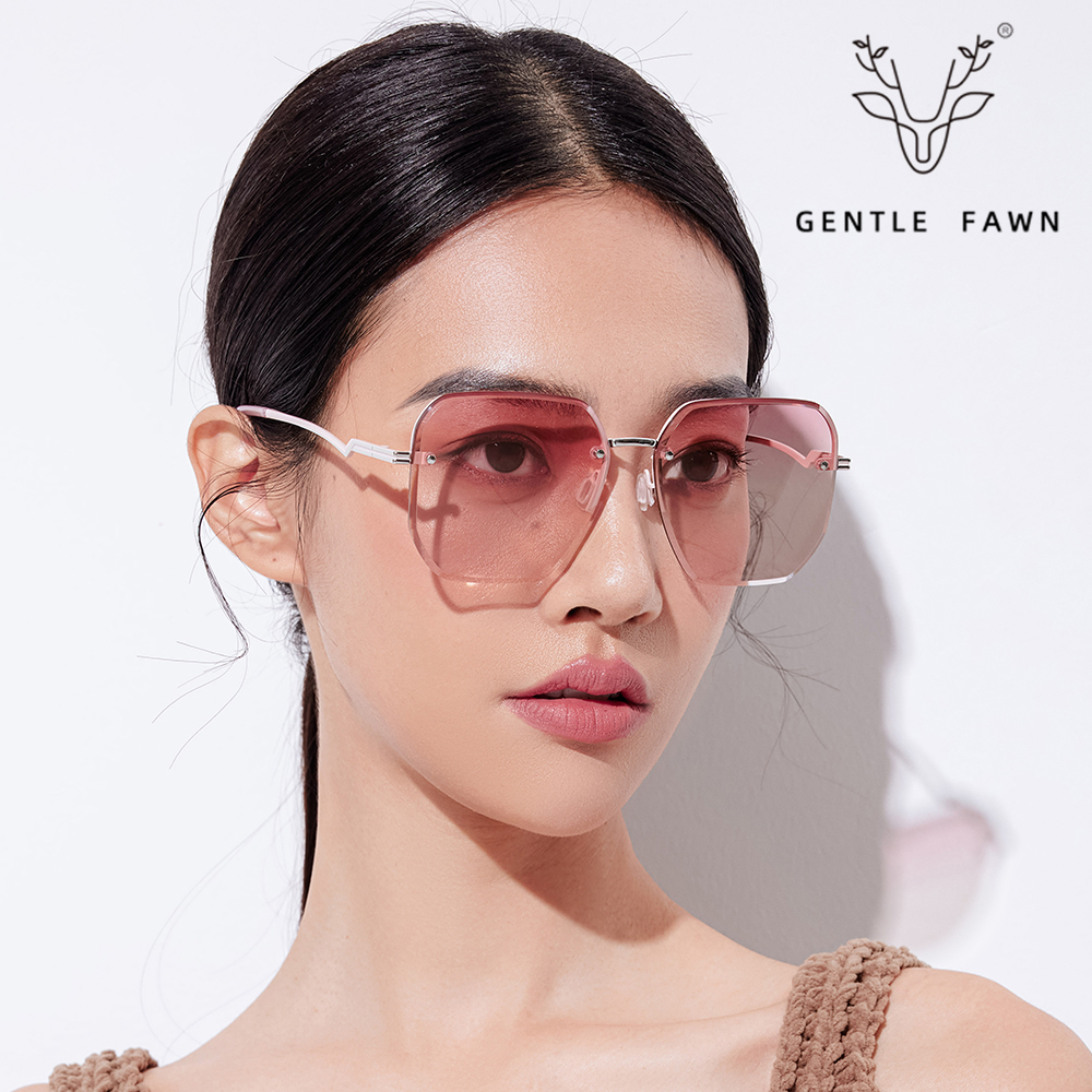 Trendy Oversized Rimless Gradient Lens Sunglasses