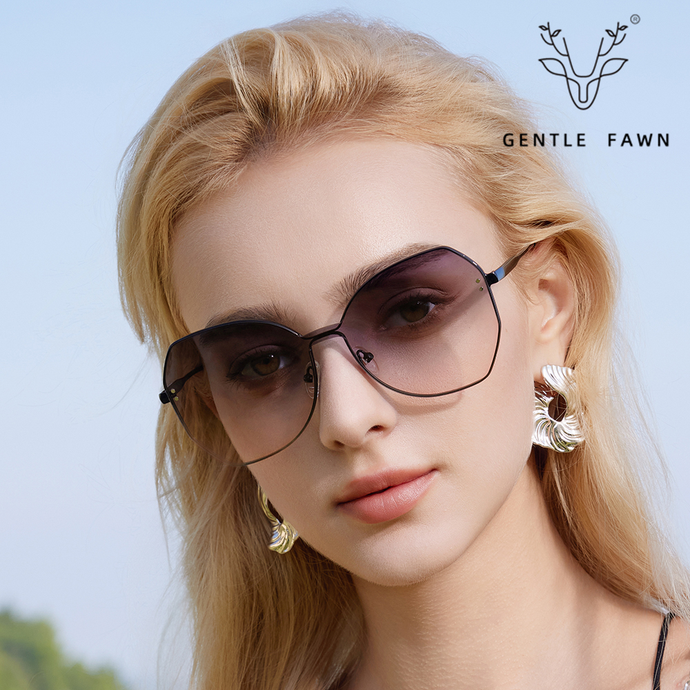 Metal Polygon One-Piece Lens Composite Nylon Sunglasses