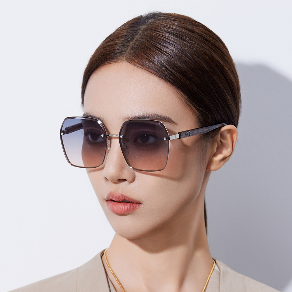 Outdoor Oversized Rimless Square Composite Nylon Lens Sunglasses