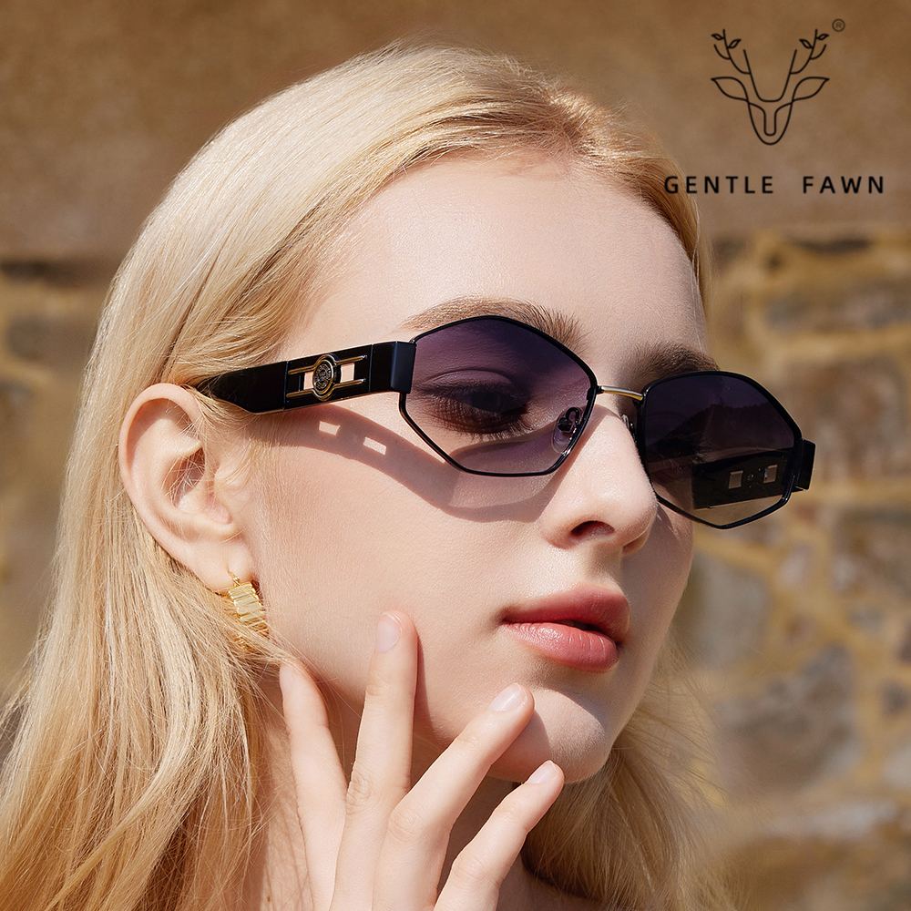 Korean Style Metal Diamond Frame Thick Temple Sunglasses