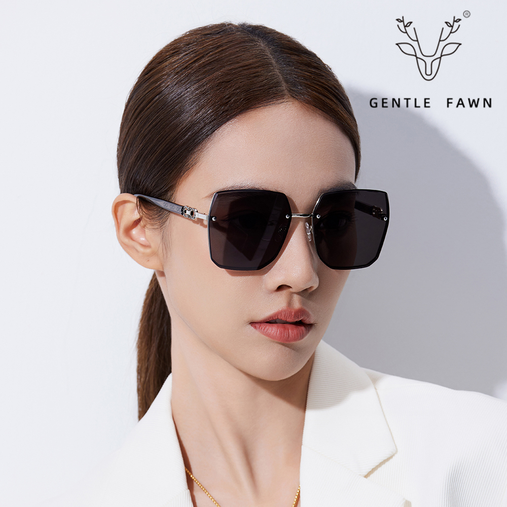 Oversized Square Rimless Composite Nylon Lens Sunglasses