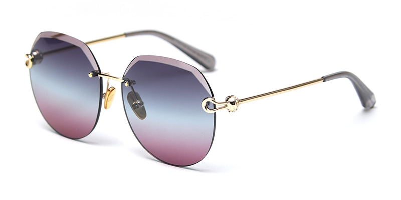 PS31535 High-End Stylish Frameless Rounded Edge Metal Sunglasses