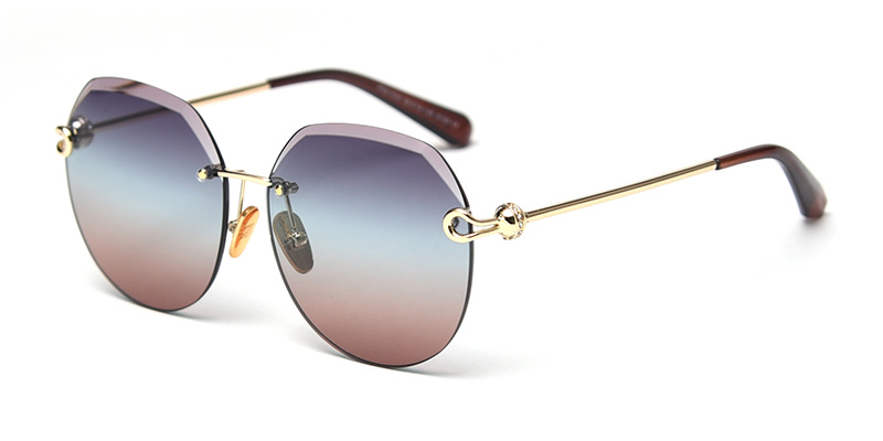 PS31535 High-End Stylish Frameless Rounded Edge Metal Sunglasses