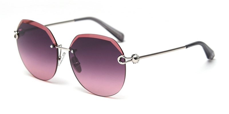 PS31535 High-End Stylish Frameless Rounded Edge Metal Sunglasses