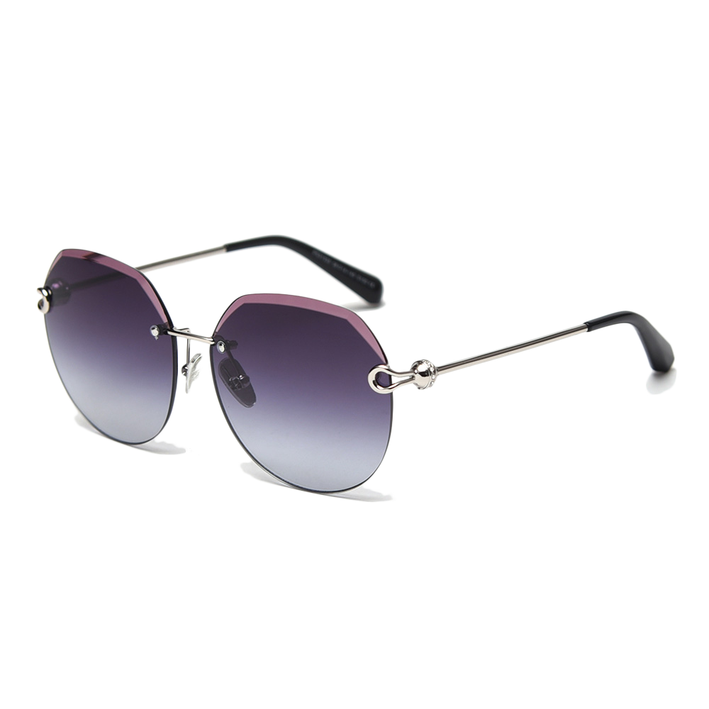 PS31535 High-End Stylish Frameless Rounded Edge Metal Sunglasses