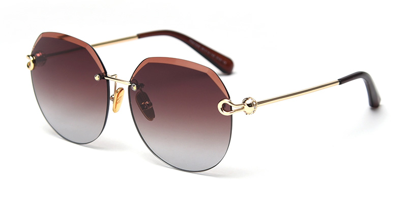 PS31535 High-End Stylish Frameless Rounded Edge Metal Sunglasses