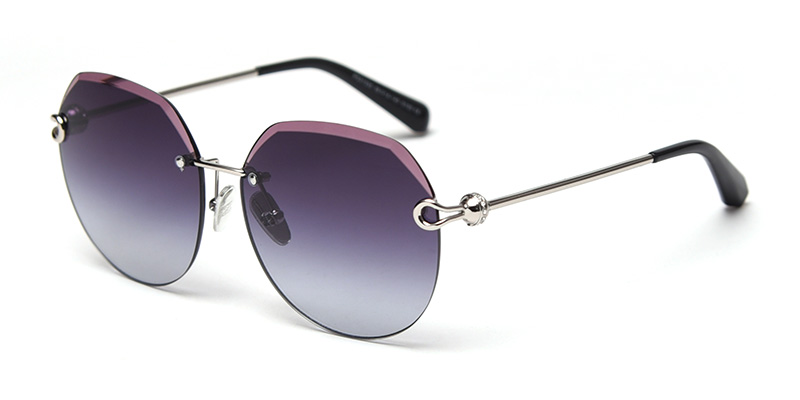 PS31535 High-End Stylish Frameless Rounded Edge Metal Sunglasses