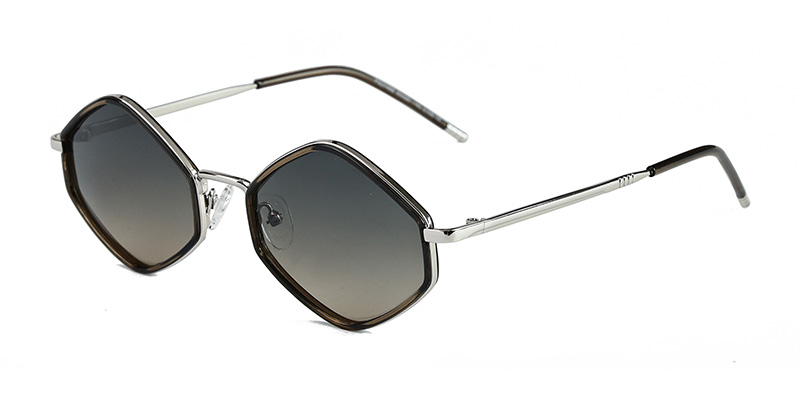 PS31488 Stylish Polygonal Thin Frame Atmosphere Metal Polarized Sunglasses