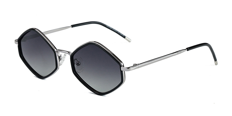 PS31488 Stylish Polygonal Thin Frame Atmosphere Metal Polarized Sunglasses