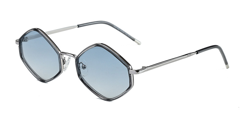 PS31488 Stylish Polygonal Thin Frame Atmosphere Metal Polarized Sunglasses