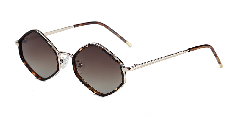 PS31488 Stylish Polygonal Thin Frame Atmosphere Metal Polarized Sunglasses