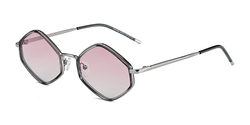 PS31488 Stylish Polygonal Thin Frame Atmosphere Metal Polarized Sunglasses