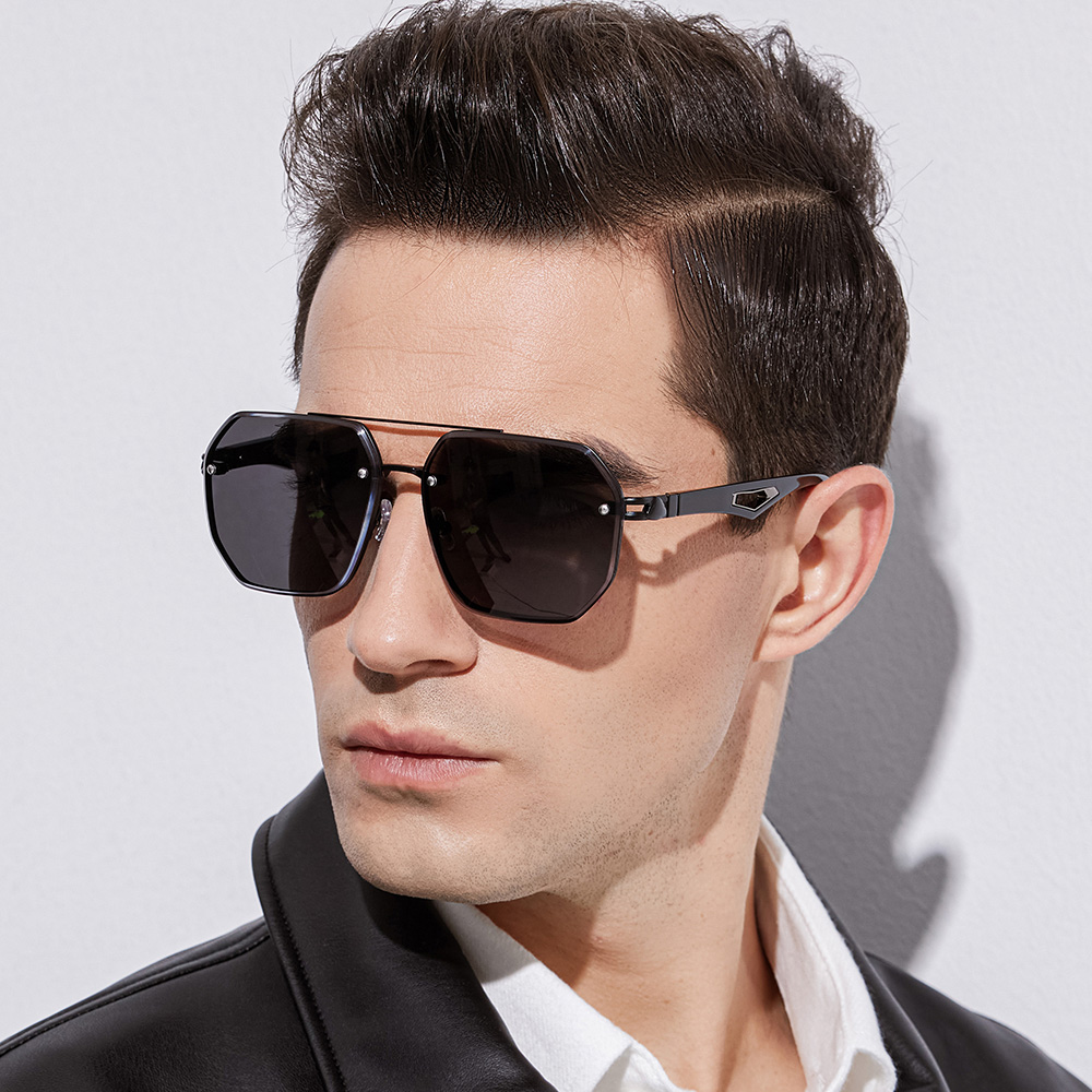 PS2101 High-End Double Beam Design Men's Metal Sunglasses