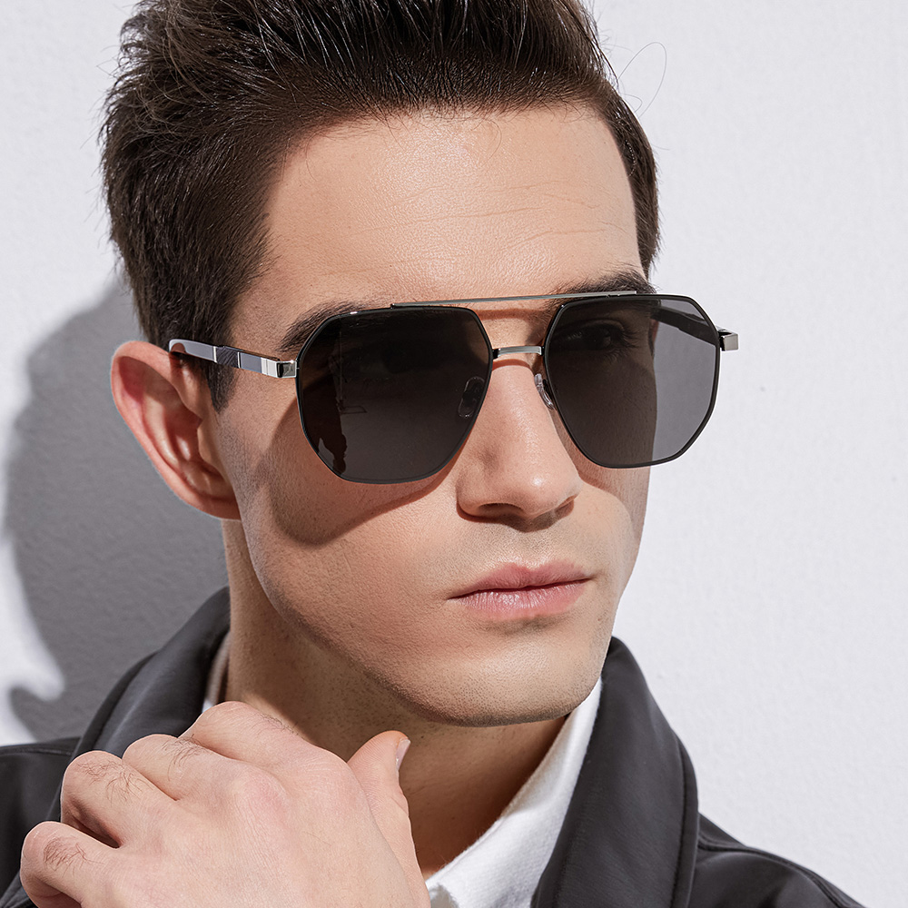 PS2114 Polygonal Fashion Design Men's Metal Sunglasses