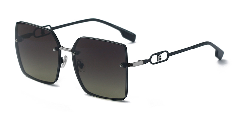 S31895 Large Frame Face-Slimming Women's Metal Sunglasses