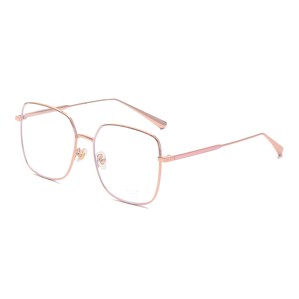 S31720 Retro Round Frame Openwork Mirror Temples Metal Glasses