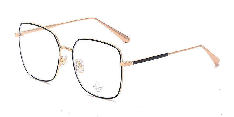 S31720 Retro Round Frame Openwork Mirror Temples Metal Glasses