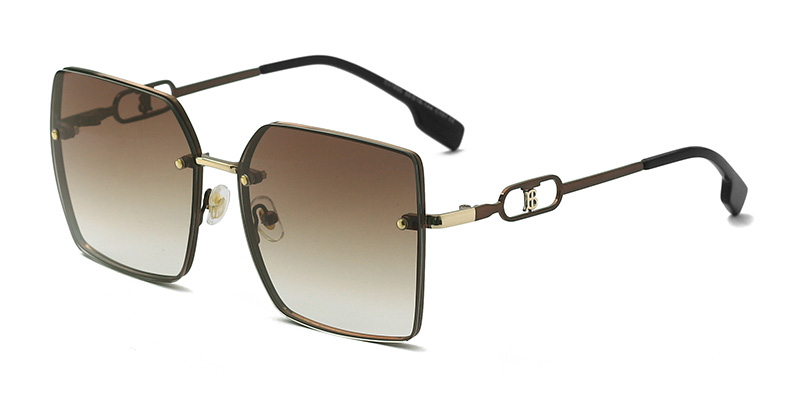 S31895 Large Frame Face-Slimming Women's Metal Sunglasses