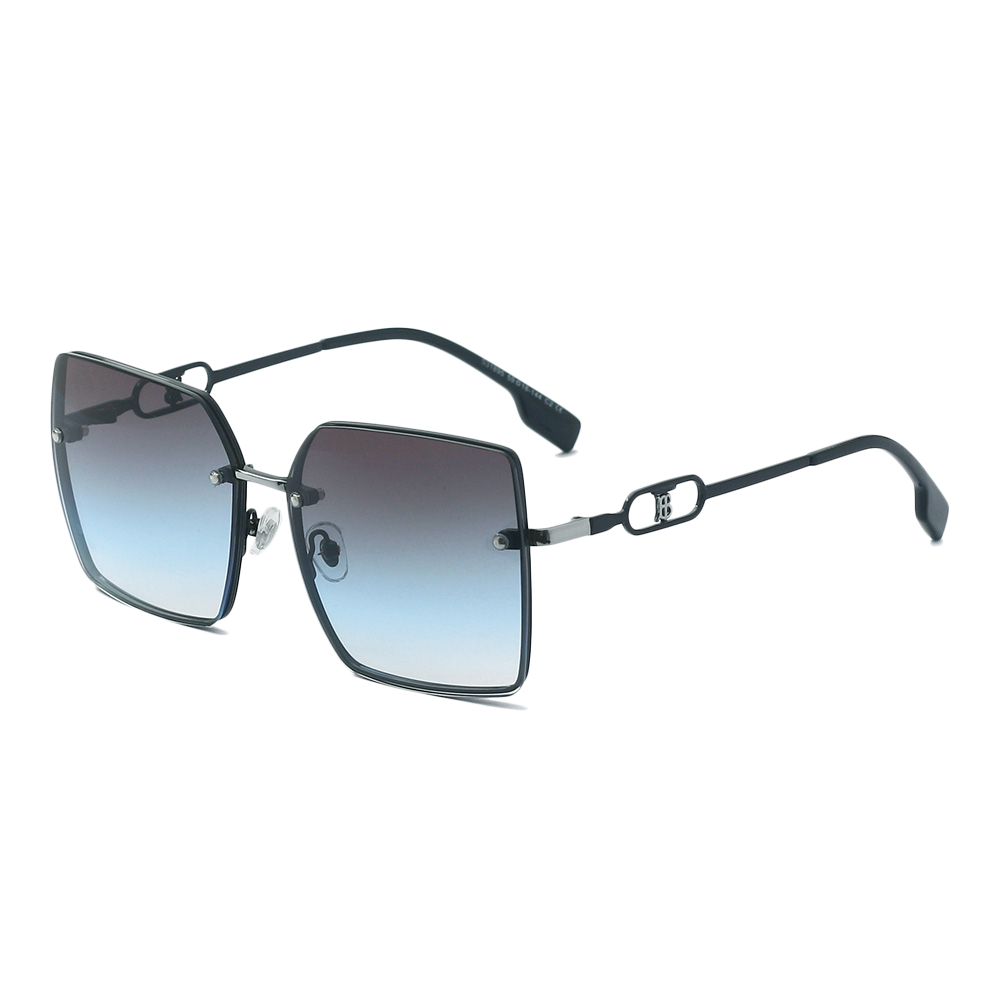 S31895 Large Frame Face-Slimming Women's Metal Sunglasses
