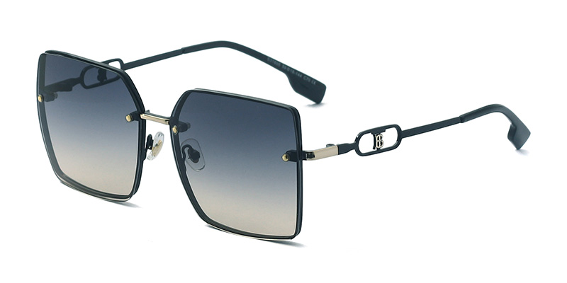 S31895 Large Frame Face-Slimming Women's Metal Sunglasses