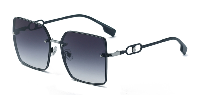 S31895 Large Frame Face-Slimming Women's Metal Sunglasses