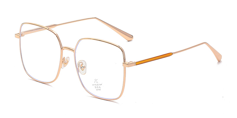 S31720 Retro Round Frame Openwork Mirror Temples Metal Glasses