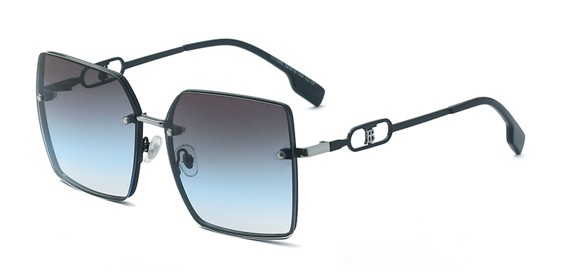 S31895 Large Frame Face-Slimming Women's Metal Sunglasses