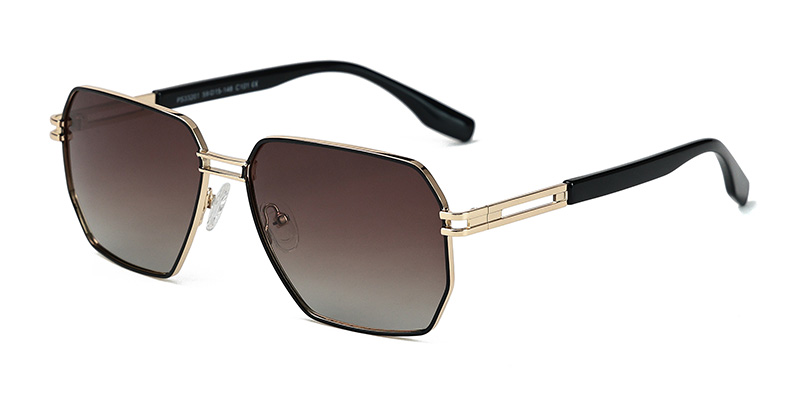 PS33201 Men's Simple Metal Square Frame Polarized Sunglasses