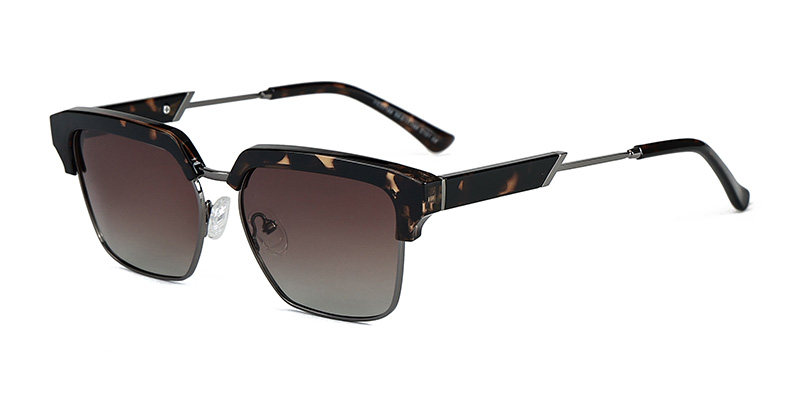 PS33168 Retro Large Face Eyebrow Metal Polarized Sunglasses