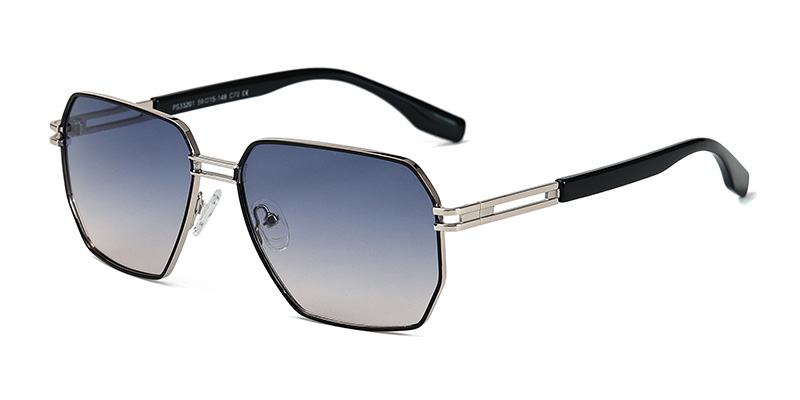 PS33201 Men's Simple Metal Square Frame Polarized Sunglasses