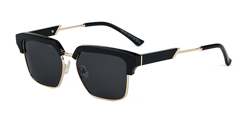 PS33168 Retro Large Face Eyebrow Metal Polarized Sunglasses