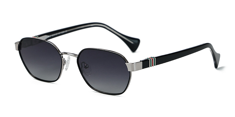 PS33202 Metal Polarized Acetate Temple Striped Decoration Sunglasses