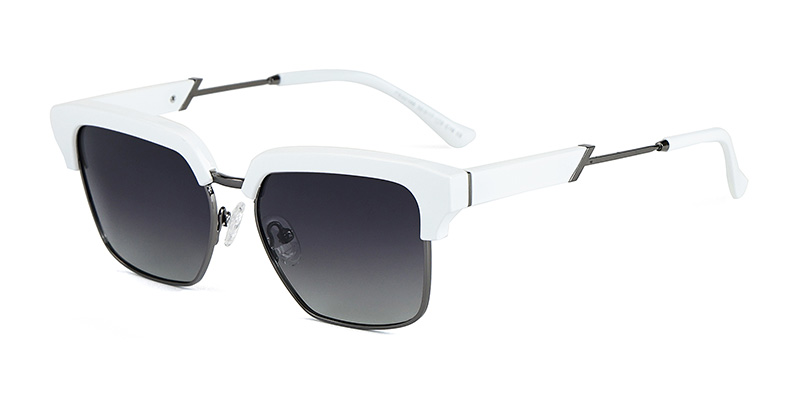 PS33168 Retro Large Face Eyebrow Metal Polarized Sunglasses