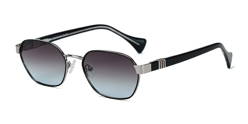 PS33202 Metal Polarized Acetate Temple Striped Decoration Sunglasses