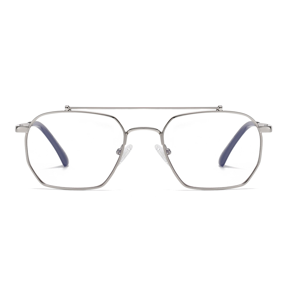 Retro-Style Square PC Business Color-Changing Anti-Blue Light Metal Sunglasses