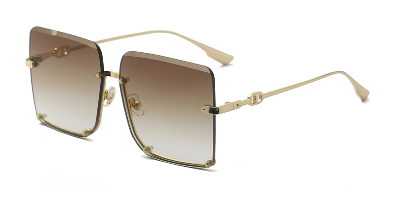 Frameless Square PC Stylish Luxurious Metal Sunglasses