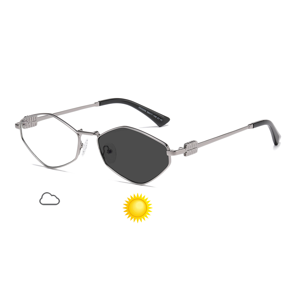 Metallic Diamond-Shaped PC Color Change Metal Sunglasses