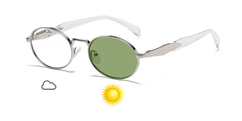 Oval Frame Retro Color-Changing TR Leg Metal Sunglasses