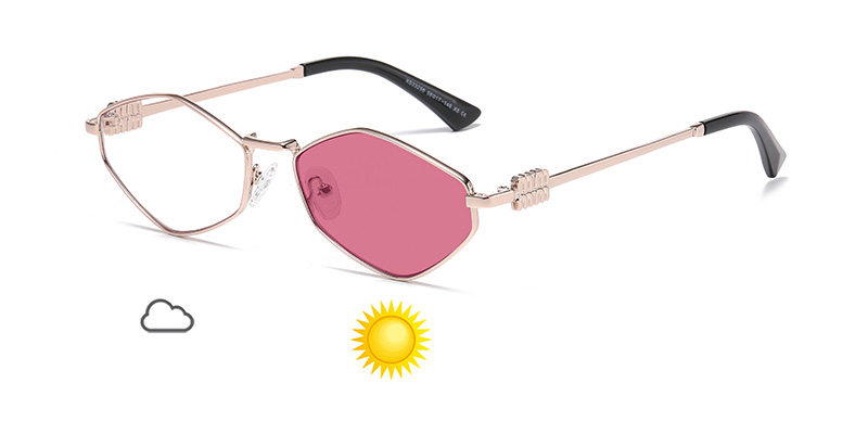 Metallic Diamond-Shaped PC Color Change Metal Sunglasses