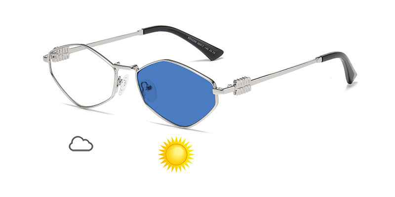 Metallic Diamond-Shaped PC Color Change Metal Sunglasses