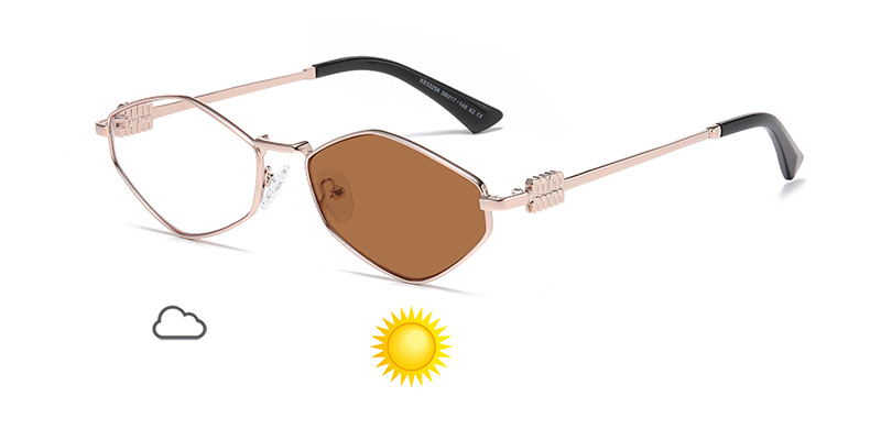 Metallic Diamond-Shaped PC Color Change Metal Sunglasses
