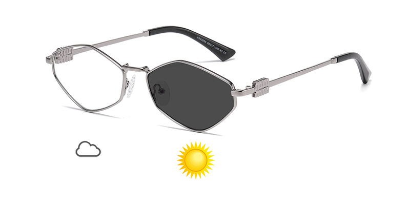 Metallic Diamond-Shaped PC Color Change Metal Sunglasses